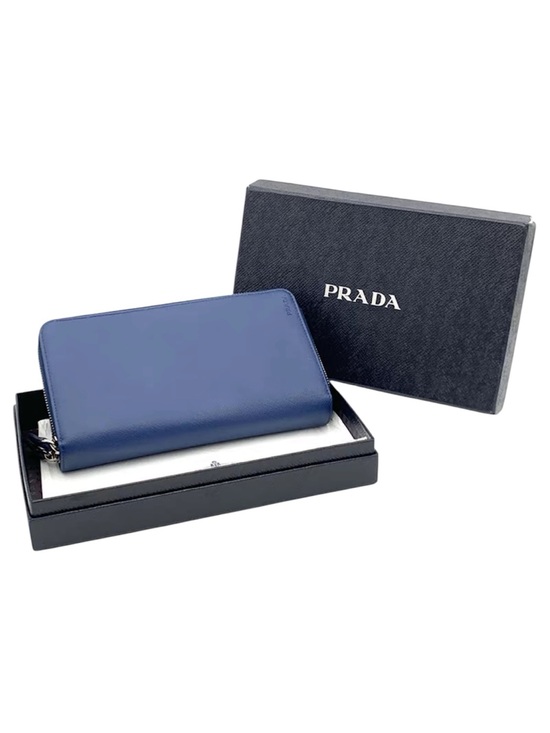 Prada Handbags - Prada Blue Saffiano Zip-Around Wallet
